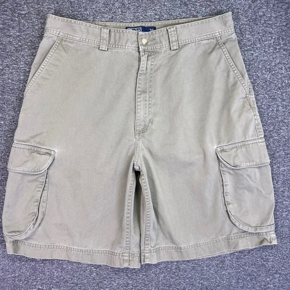 Polo Ralph Lauren Cargo Shorts Mens 34 Khaki Tan Classic Outdoor Cotton Chino
